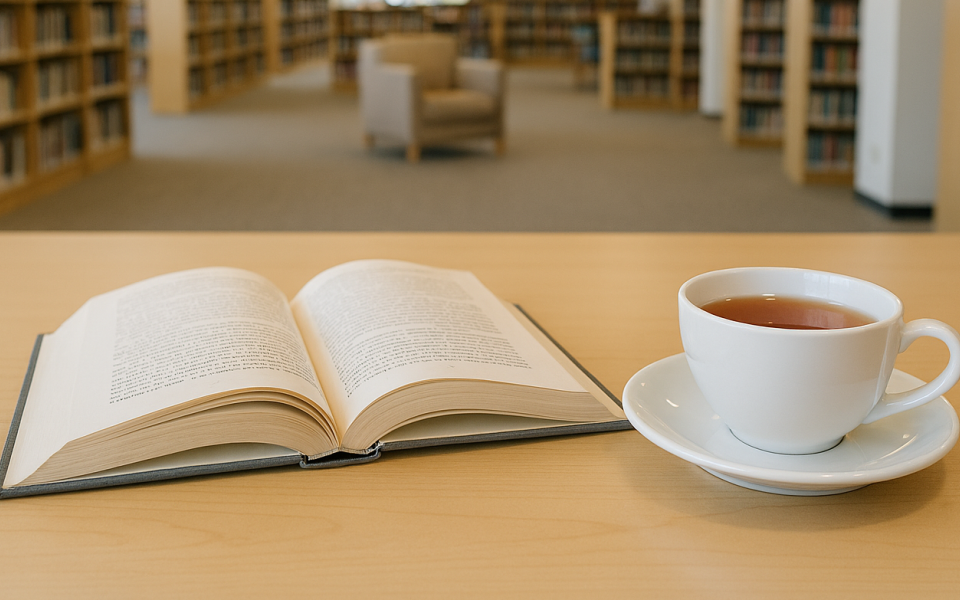 Buch und Tee in der Bücherei